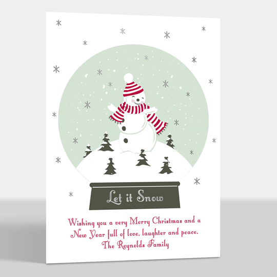 Snowman Snow Globe Flat Foil Holiday Cards